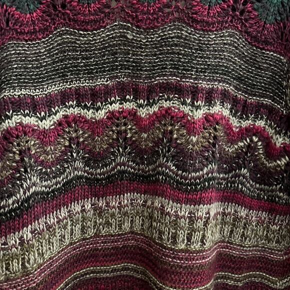 J Jill Cardigan Sweater Womans SMALL Wool Blend Stripe Open Knit Button Front - Picture 9 of 12